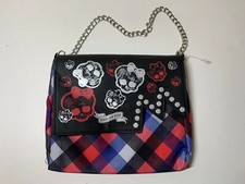 Monster High Skull Handbag: Plaid purse with chain strap - New