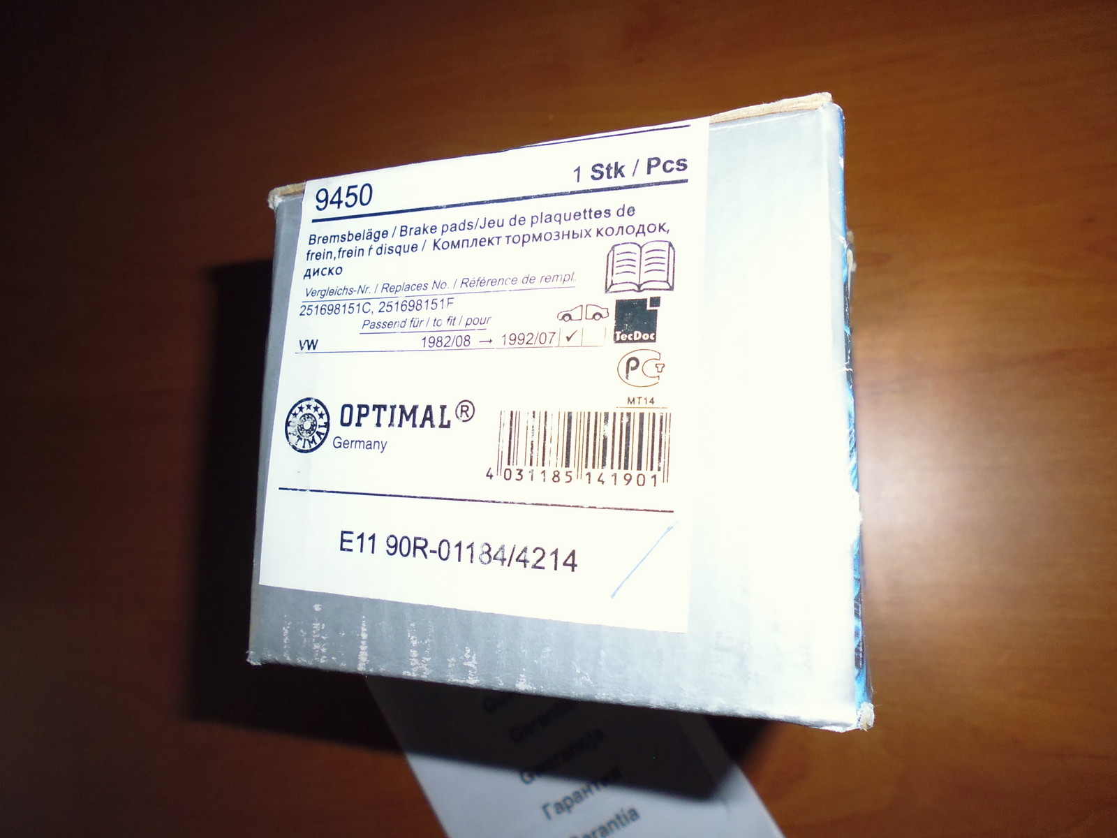 Plaquettes de frein avant VW Transporter III bus box F24 essieu