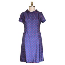 Vintage 1960s Cobalt  Red Polka Dots Dress  1960s Vintage Polka Dot Dress