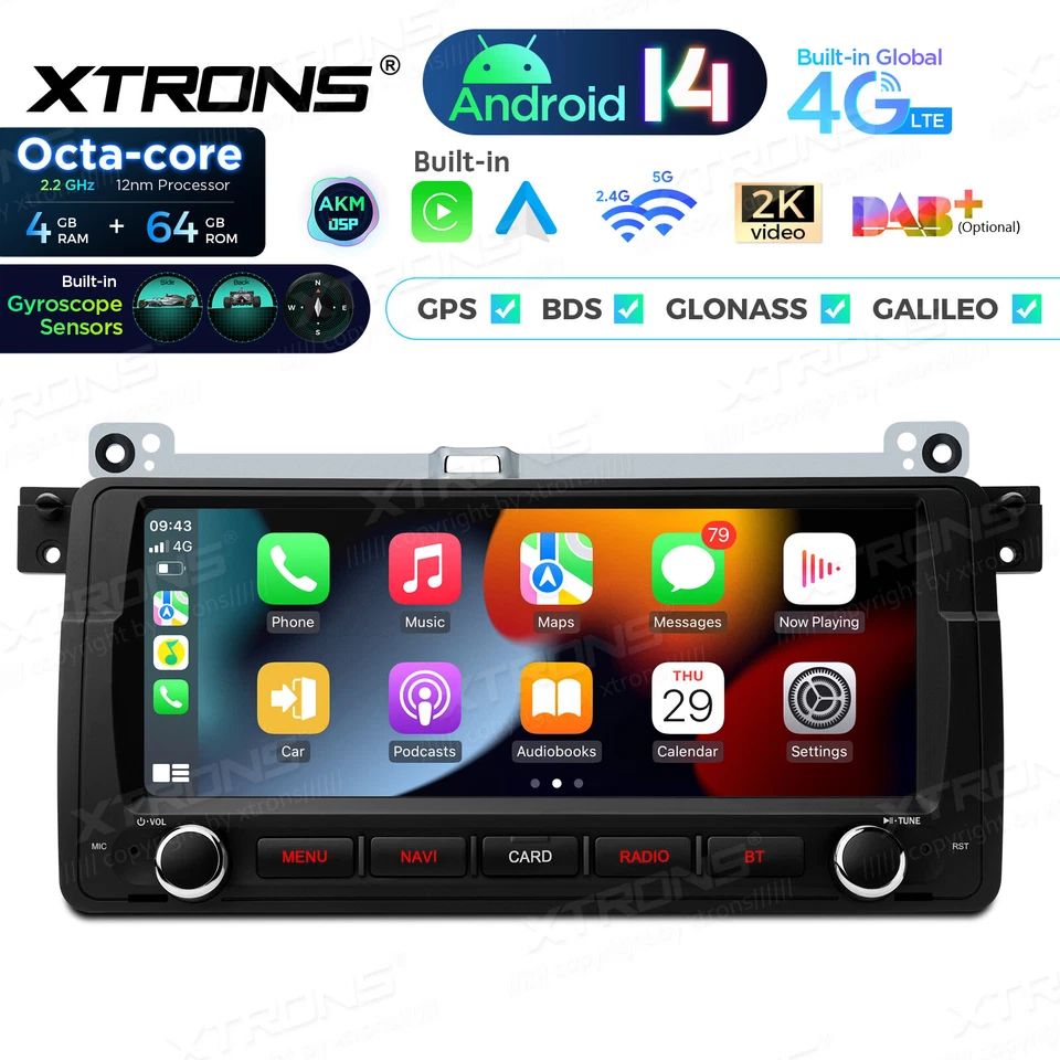 Für BMW E46 Autoradio Android 14 Octa Core 4G+64GB 8,8" IPS GPS Navi DSP LTE 4G - Bild 2 von 4