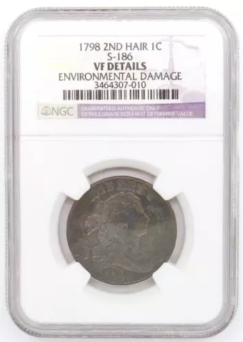 1798 2nd Hair 1C S-186 Nice Details Large Cent Coin NGC