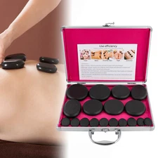 Hot Massage Stone Set Warmer Rock Kit Natural Basalt Rocks w/ Heating Box 16 Pcs