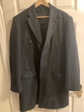 Jeff Banks Overcoat Men's XL 45-48inch Charcoal Black Wool Coat - Free Returns