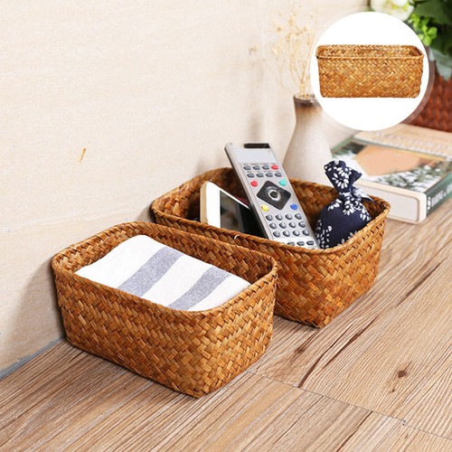2 Pcs Storage Basket Bathroom Counter Organizer Rectangular Woven - Picture 6 of 12