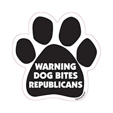 Warning Dog Bites Republicans Democrats Political Dog Paw Car Magnet