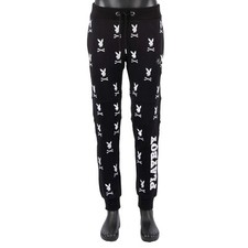 PHILIPP PLEIN x PLAYBOY pantaloni da jogging pantaloni felpati coniglietto logo ricamo nero 3XL