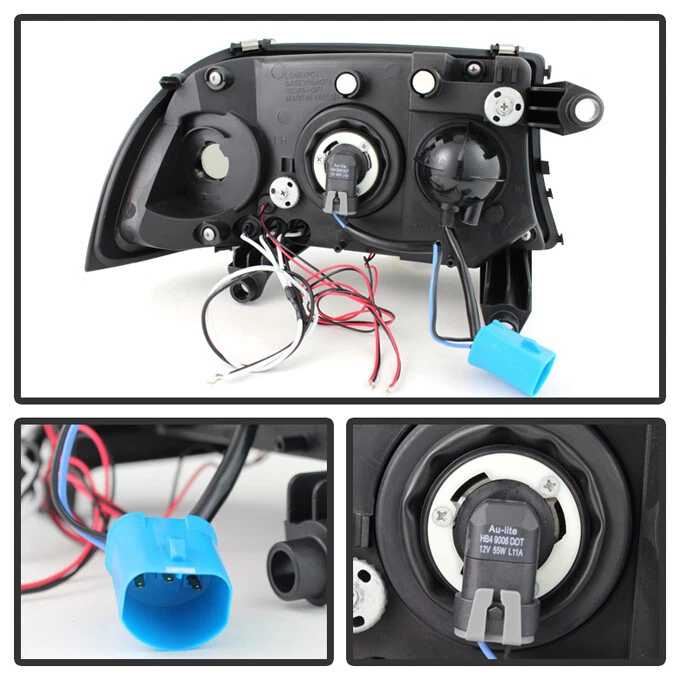 Se adapta a 97-04 Dodge Dakota Durango Negro Doble Halo Proyector LED Faros Lámpara Foto 4 de 4