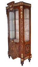 Vitrine Baroque Vaisselier / Buffet Antique Insert Armoire Verre Étagère à