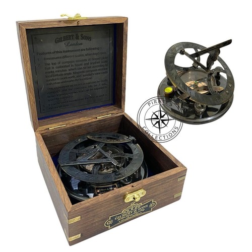 Brass 5 inches Large Sundial Compass in Rosewood Case Top Grade ...