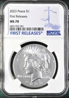 2023 p uncirculated peace silver dollar ngc ms 70 first releases fr   in hand