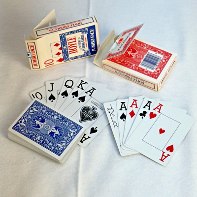 2 Vintage Hoyle Jumbo Face Official Playing Cards 1-Red and 1-Blue Coated SEALED