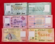 3 Paper Money Lebanon 1,000 5,000 10,000 Livres Uncirculated Banknote Set # 3