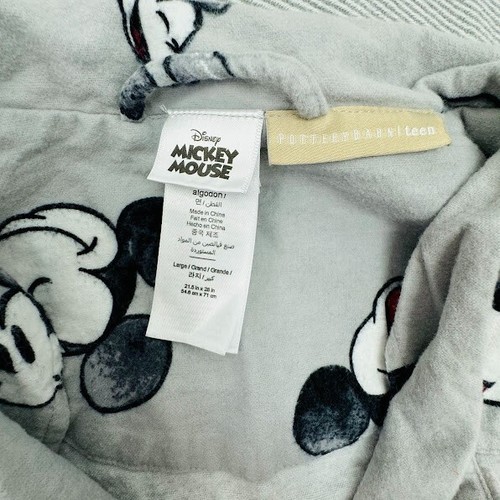 Disney Pottery Barn Teens Mickey Mouse Button-Up Pajama Top Gray Size Large - Picture 2 of 9