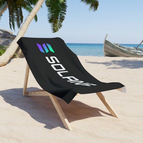 Solana SOL Black Beach Towel - 2 Sizes, Crypto Towel, Cryptocurrency, Blockchain - Picture 5 of 5