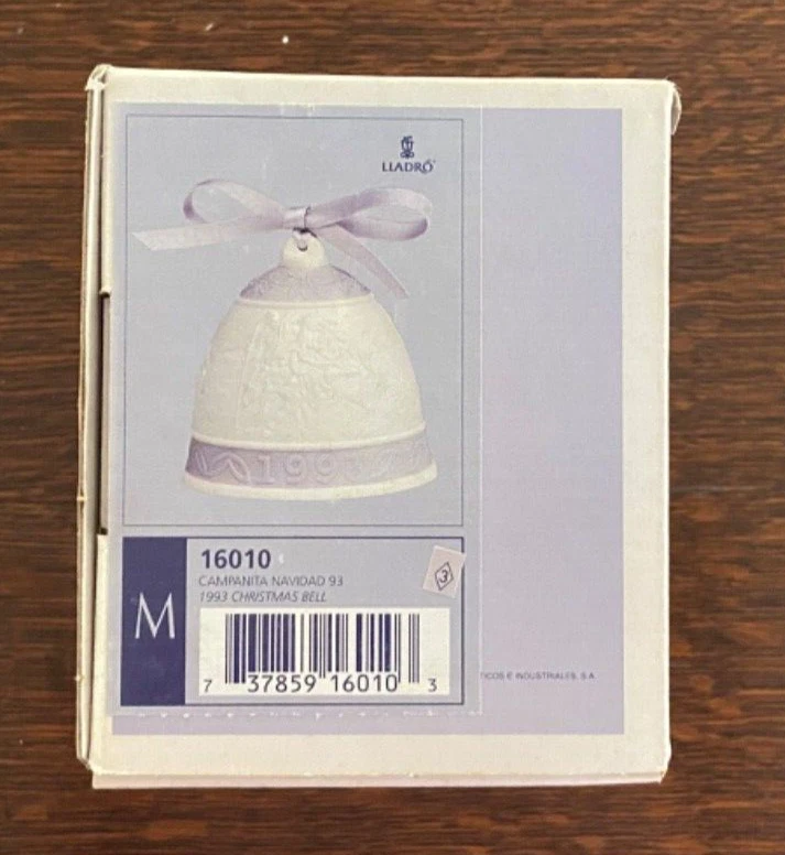 Lladro 16010 1993 campana de Navidad anual adorno de porcelana Foto 2 de 4