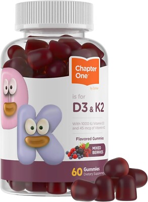 Zahler Chapter One Vitamin D3 K2 Gummies, Contains 1000IU of Vitamin D3 and 45MC