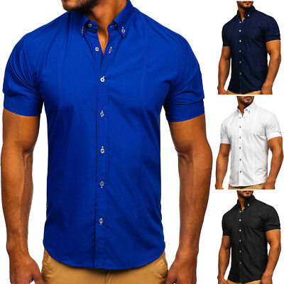 Freizeithemd Herrenhemd Shirt Kurzarmhemd Unifarben Men  Herren BOLF 2B2 Classic