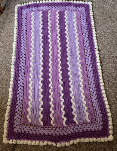 Crocheted Afghan 34”x 56” Verigated purple - Picture 2 of 5