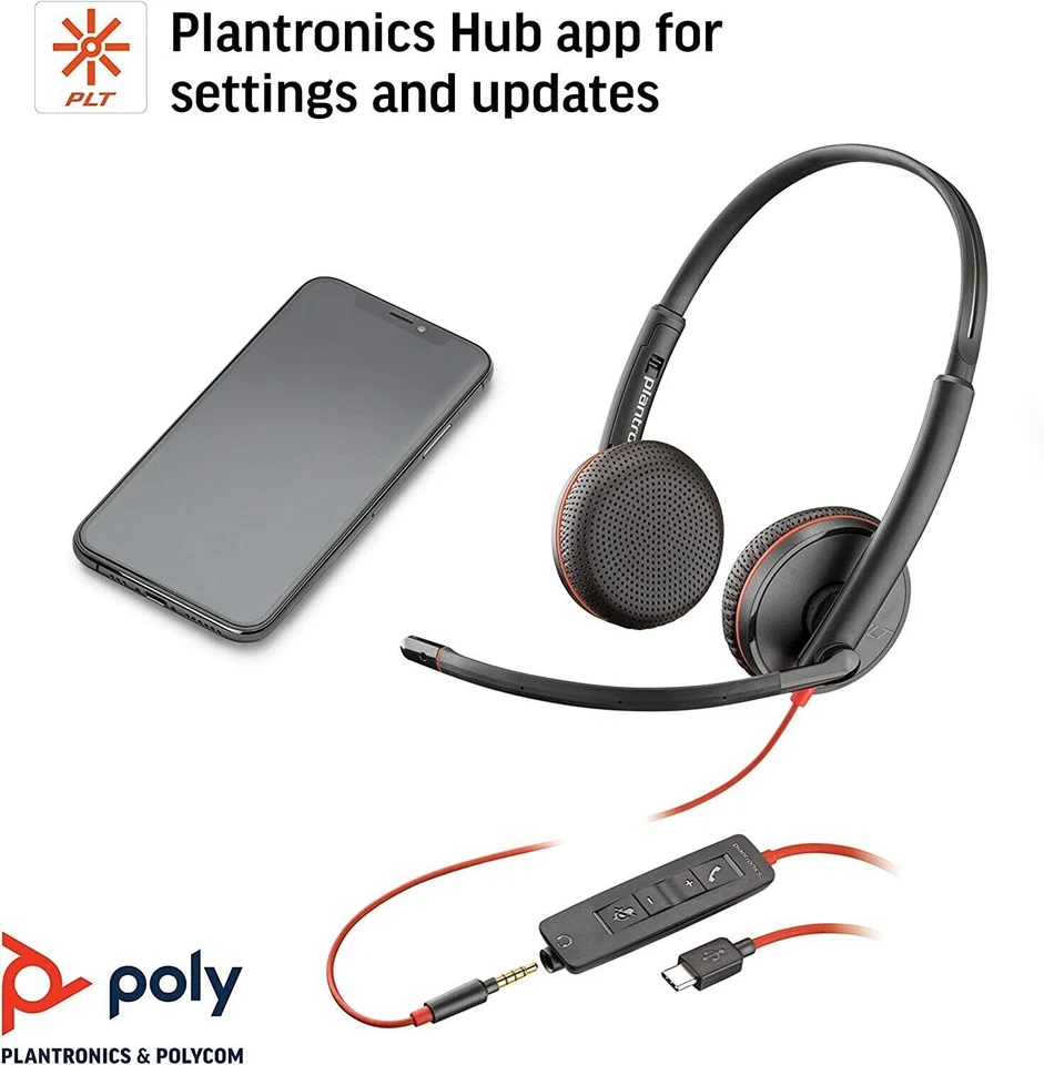 Plantronics Blackwire 3225 USB-A Headset, On-Ear Mono Headset, Wired - Image 4 of 4