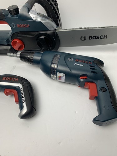 BOSCH LOT OF 4 PRETEND PLAY TOY POWER TOOLS THEO KLEIN CHAINSAW 2-DRILLS JIGSAW - Picture 3 of 5