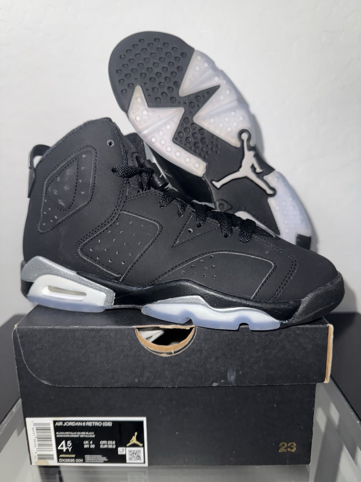 Jordan 6 Retro Chrome Metallic Silver DX2835-001 Size 4.5Y GS Brand New  