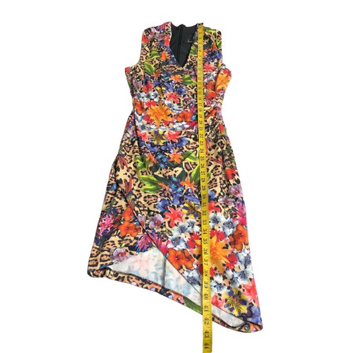 Nicole Miller Collection Dress Womens P Tropical Floral Animal AOP Faux Wrap - Picture 16 of 19