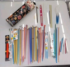 Crochet Hooks And Needles Lot With A Caddy To Hold Them