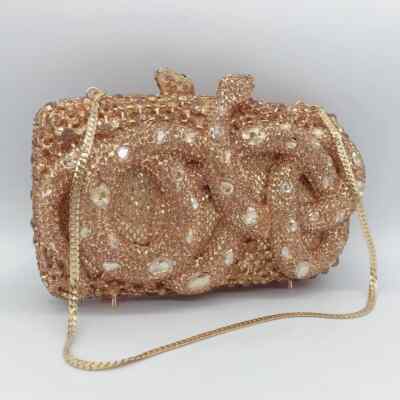 Sparkly Snake Rhinestones Clutch Women Evening Bag Luxury Crystal Clutch Purse