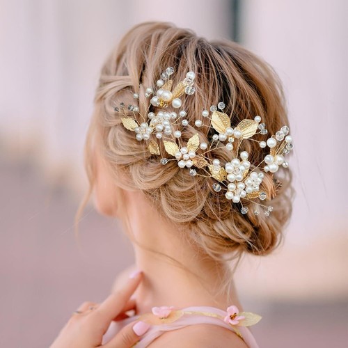 Wedding Pearl Hair Comb Bridal Hair Accessories Pearl Flower Women Girls - Picture 3 of 5