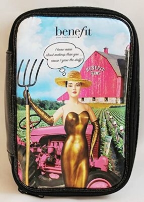 Benefit San Francisco Benefit Farms Makeup Bag Black Zipper Pouch 6.5''LX4''WX1.5''