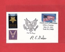 Richard Galer USMC Medal of Honor Recipient World War 2 SIGNED 3X5 Card 2001