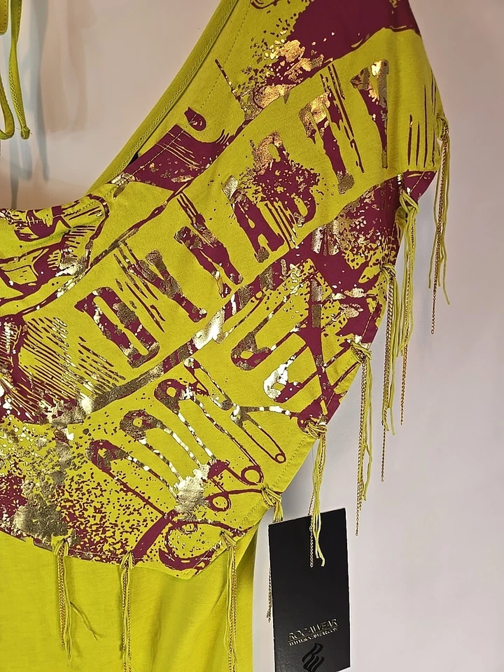 Женский многослойный топ с зеленой и фиолетовой бахромой Y2K Rocawear. Большой размер  - Изображение 2 из 4