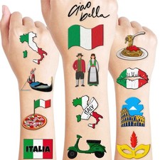 60 PCS Italian Italy Pre-Cut Temporary Tattoos Multicolor