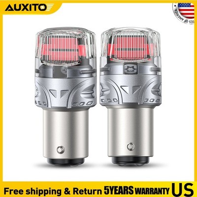 AUTOONE 1157 BAY15D Red LED No Hyper Flash Tail Brake Light Turn Signal Bulbs