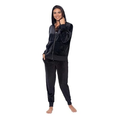 NWT Felina Velour Women's L Tracksuit Hoodie & Jogger Set Black  Size S Full Zip