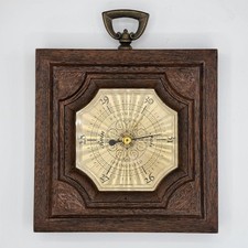 Vintage 70's Springfield Aneroid Barometer Wood Square Brass Face Made In USA