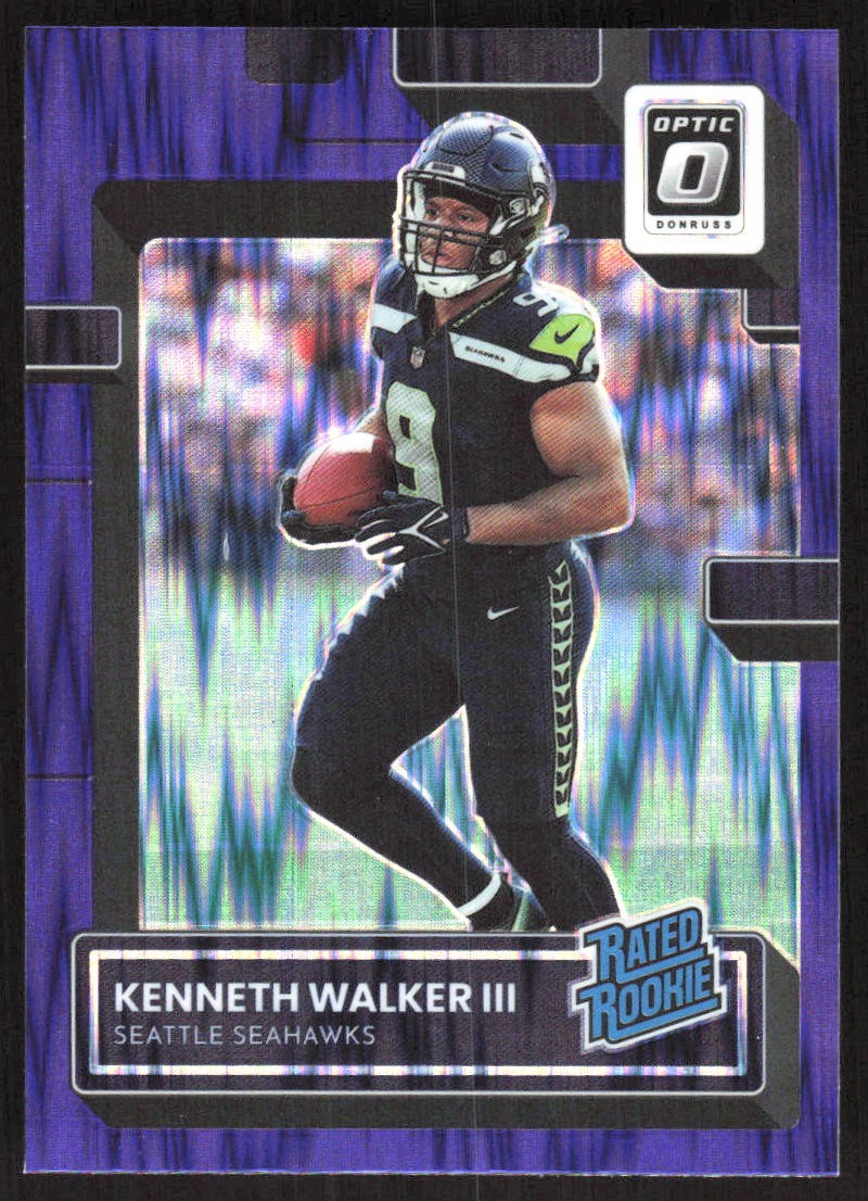 3703J 2022 Donruss Optic #218 Kenneth Walker III Purple Shock