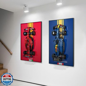 popbricks Display Wall Mount Frame for Lego Technic Red Bull Race