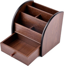 Wooden Desktop Organizer with Drawer, Multifunctional Office