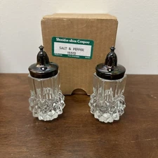 Sheridan Silver Co Diamond Crystal Silverplate Salt & Pepper Shakers in Box