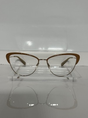Garrett Leight Vista Caramel & Gold Metal Cateye Retro Eyeglasses