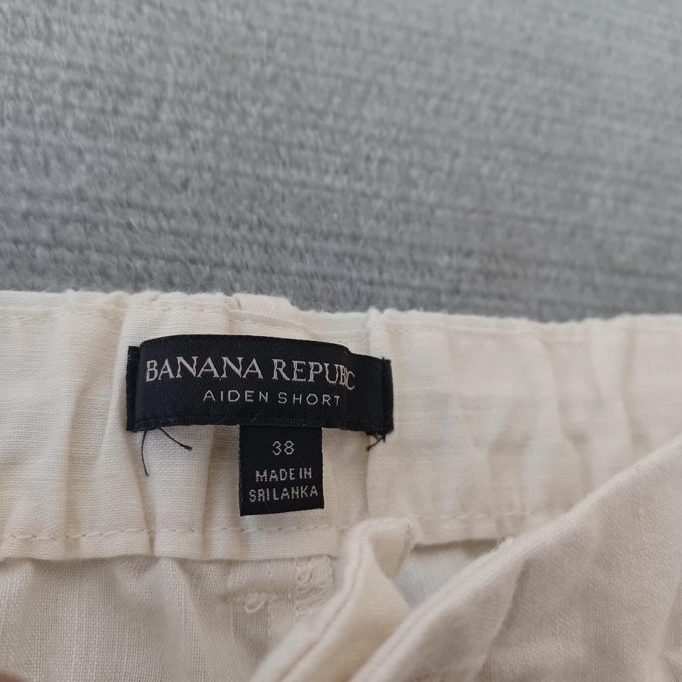 Shorts masculino Banana Republic Aiden 38 bege chino mistura de linho cordão cintura - Imagem 3 de 4