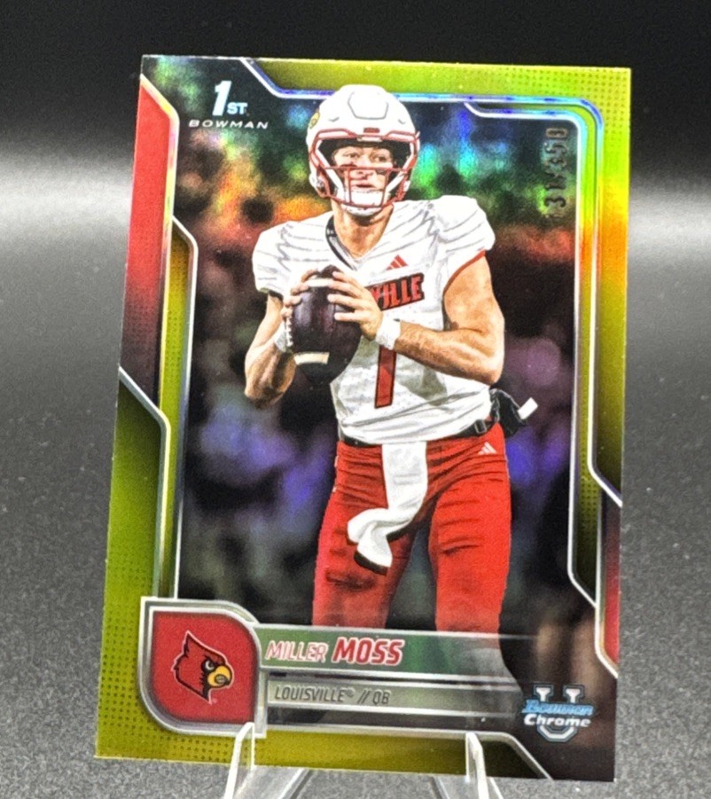 2025 Bowman Chrome U Football Yellow Refractor Miller Moss #141 1st /350