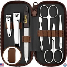 7-Piece Manicure Set with Leather Case - Nail Clippers Made in Solingen, Germany