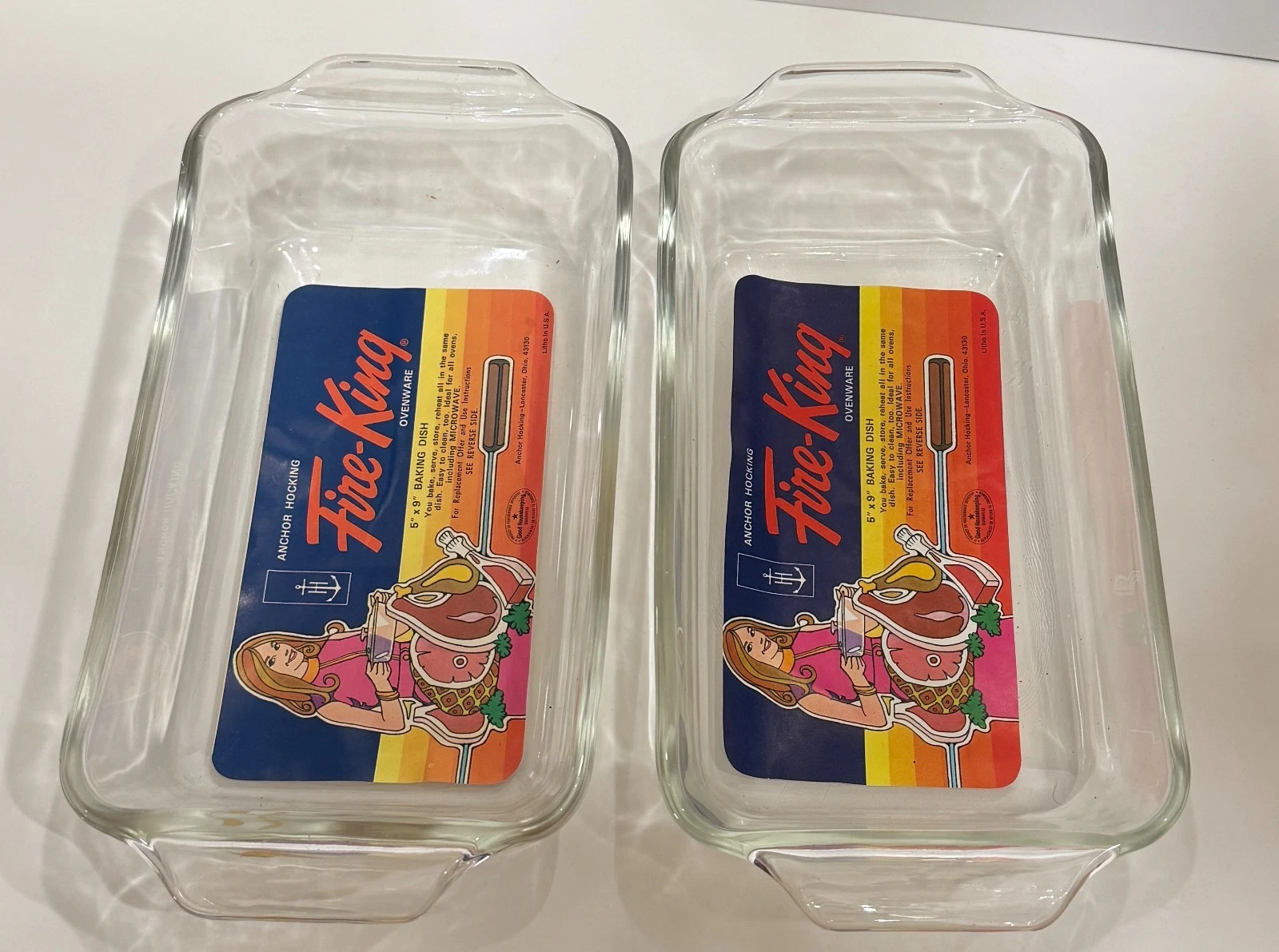 Vintage Anchor Hocking Fire-King 3-Piece Baking Set - NOS - Original Labels