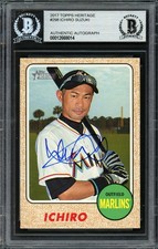 Ichiro Suzuki Signed 2017 Topps Heritage Card 298 Miami Marlins Beckett
