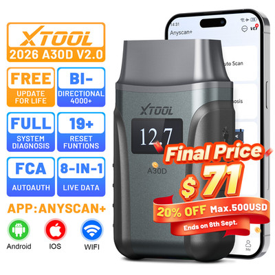 XTOOL Anyscan A30D V2.0 OBD2 Scanner Bidirectional Diagnostic Tool 19 Reset BT