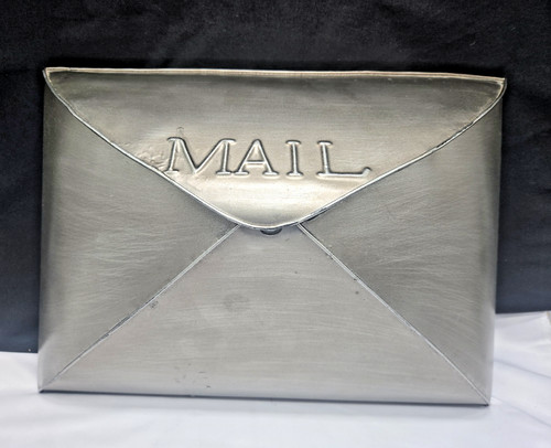 BRUSHED SILVER METAL ENVELOPE STYLE WALL MOUNTED MAILBOX