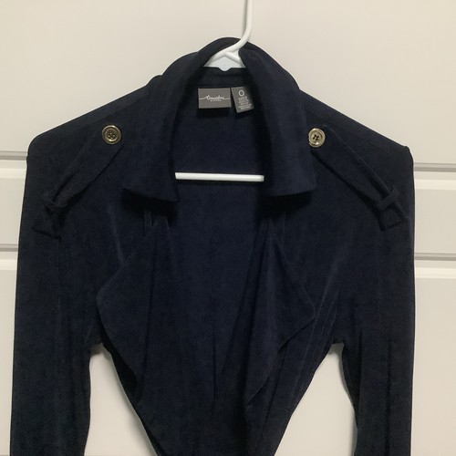 CHICO’S Travelers Navy Blue Slinky Belted Jacket Women’s Sz 0 - Picture 2 of 7