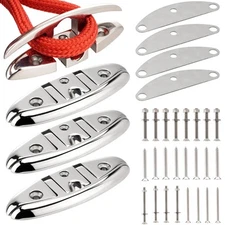 4 Pack 5 inch Boat Folding Cleats, 316 Stainless Steel Flip-up Marine Dock Ro...